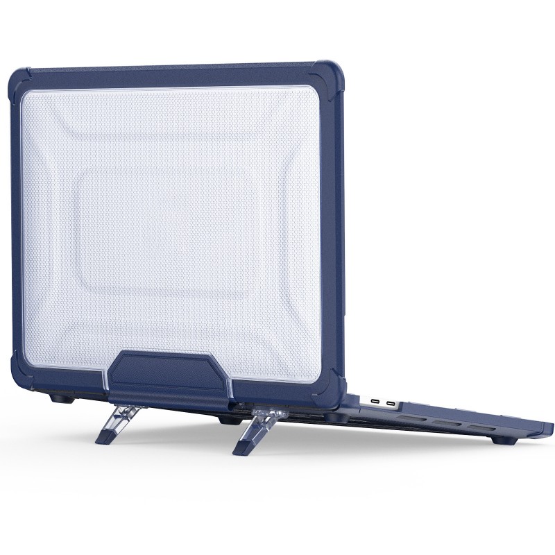 Transparent Frosted Heat-dissipating Protective Case with Anti-fall Stand for Apple MacBook