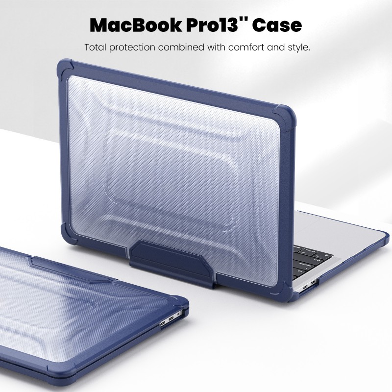 Transparent Frosted Heat-dissipating Protective Case with Anti-fall Stand for Apple MacBook