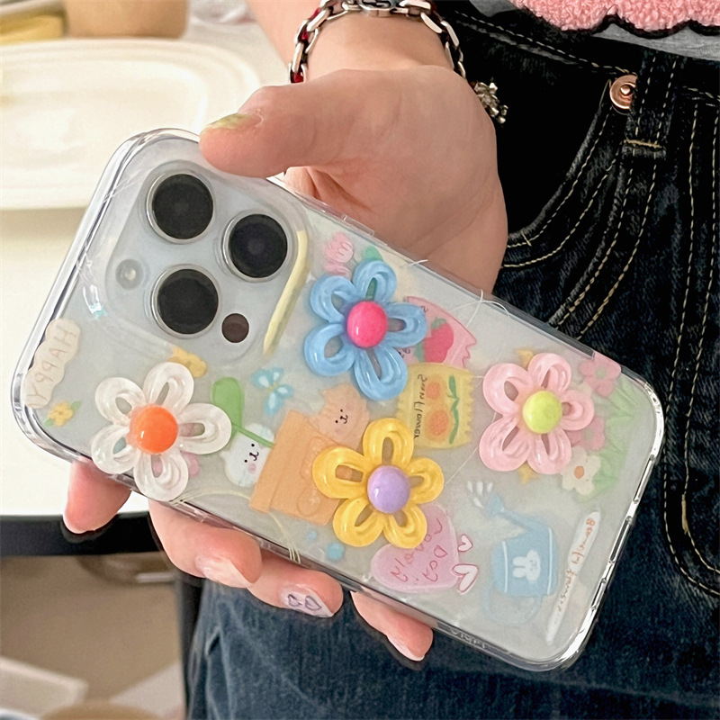 Dual-Layer Seashell Pattern 3D Flower Phone Case