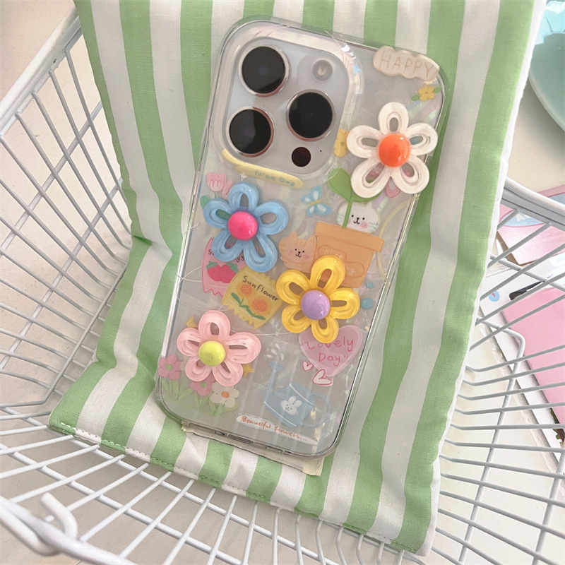 Dual-Layer Seashell Pattern 3D Flower Phone Case