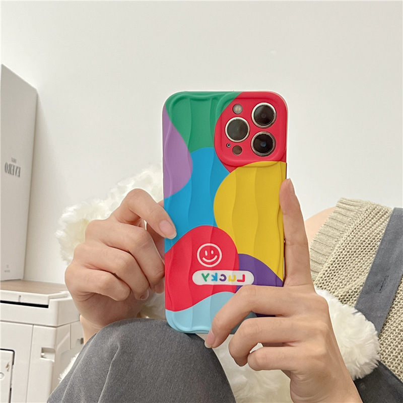 Color Block Smiley Face Niche Anti-drop Phone Case