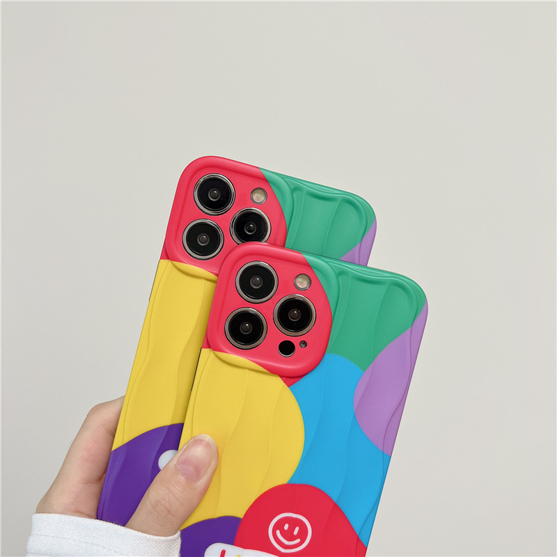 Color Block Smiley Face Niche Anti-drop Phone Case