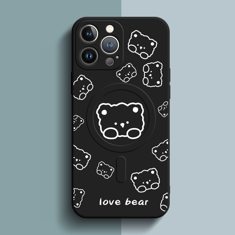 Bear Print Magnetic MagSafe Wireless Charging Phone Case