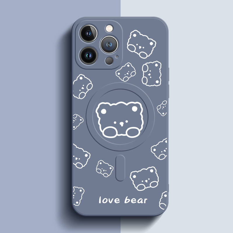 Bear Print Magnetic MagSafe Wireless Charging Phone Case