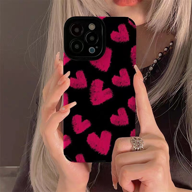 Rose Pink Love Heart Compatible Apple Anti-drop Protective Case