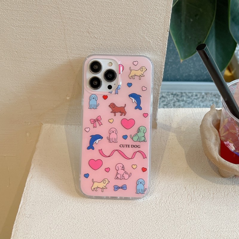 Dual-layer Printed Doodle Animal Compatible Apple Phone Case