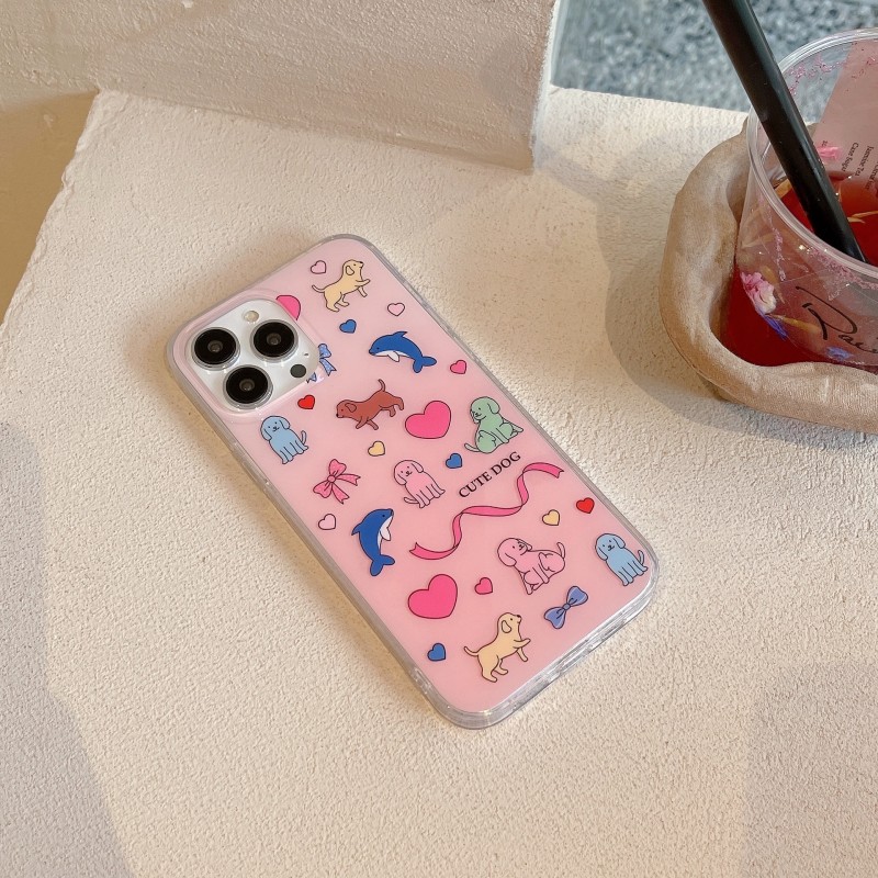 Dual-layer Printed Doodle Animal Compatible Apple Phone Case