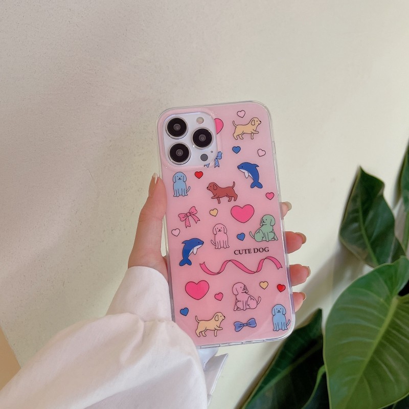 Dual-layer Printed Doodle Animal Compatible Apple Phone Case