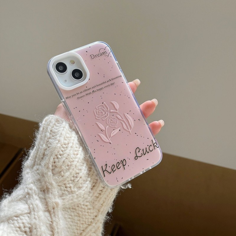 Double Layer Print Pink Splash Ink Rose Phone Case