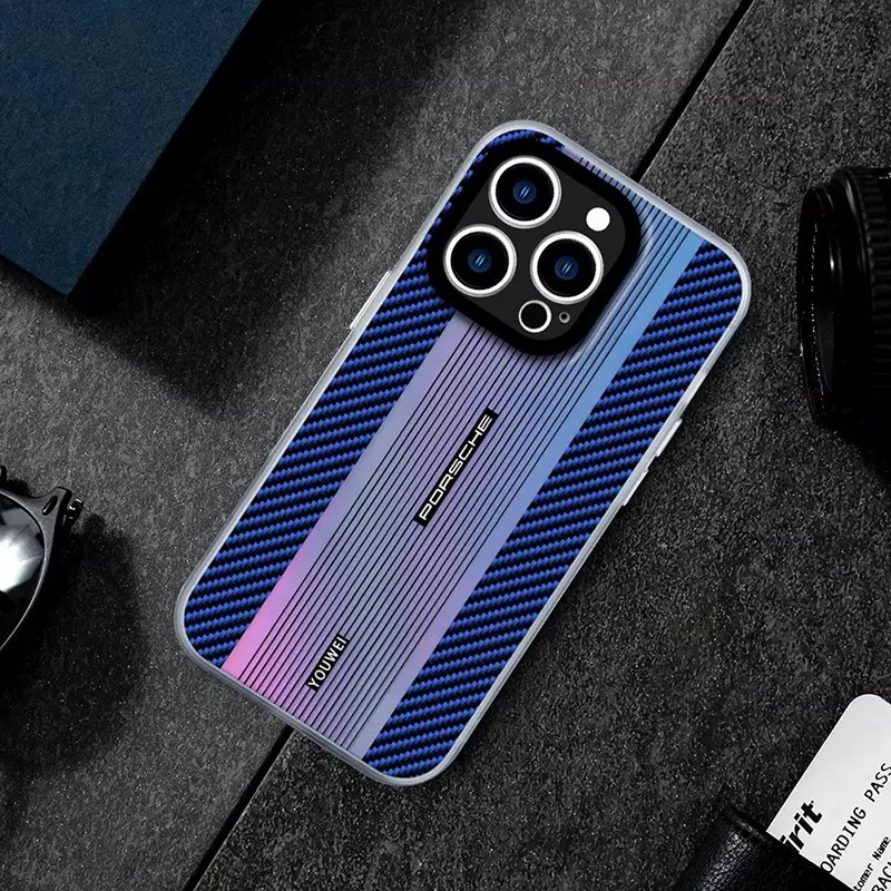 Gradient Laser Carbon Fiber Anti-drop iPhone Cases 