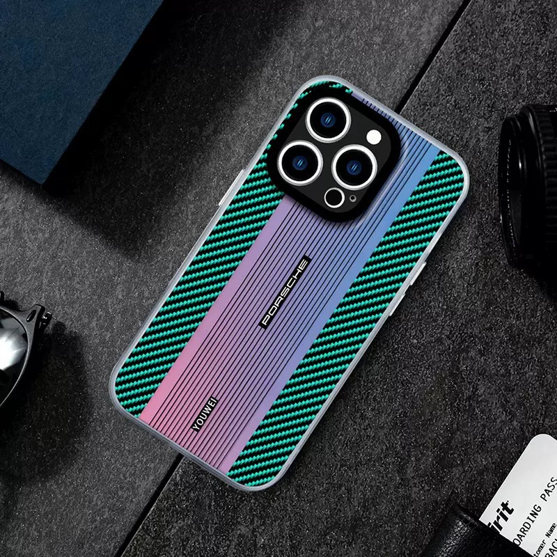 Gradient Laser Carbon Fiber Anti-drop iPhone Cases 