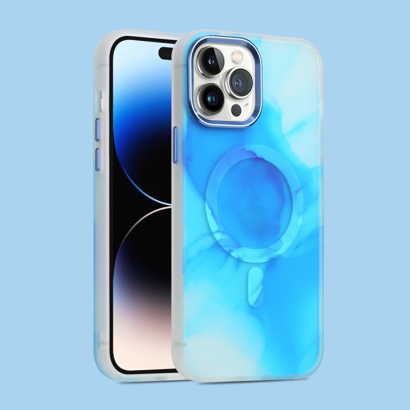 Watercolor Shockproof Magnetic Adsorption Semi-transparent Phone Case