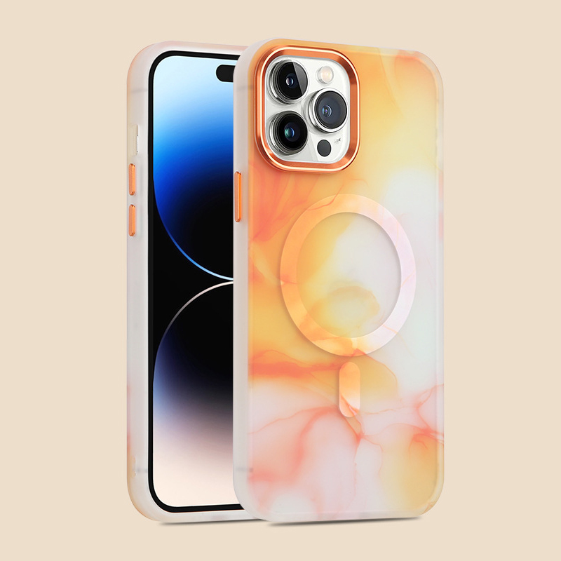 Watercolor Shockproof Magnetic Adsorption Semi-transparent Phone Case