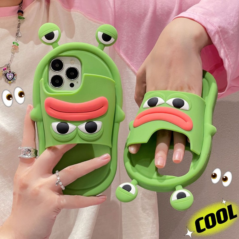 Cartoon Frog Slippers Compatible Apple Phone Case Silicone