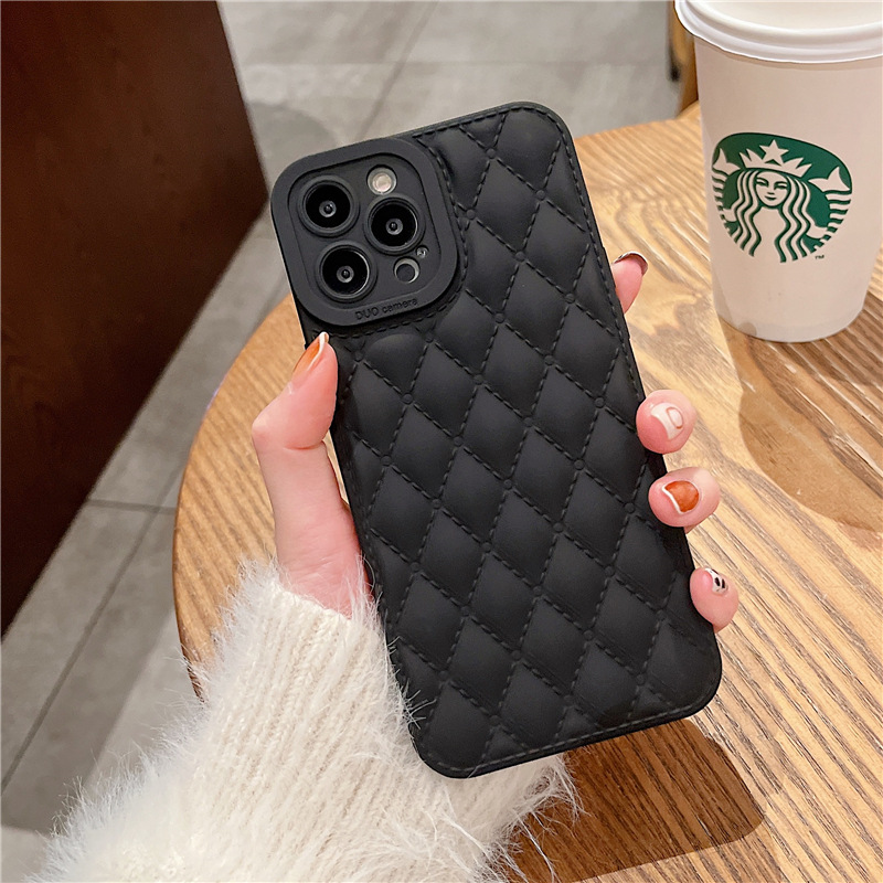 iPhone Premium Full-coverage Rhombus Silicone Protective Case