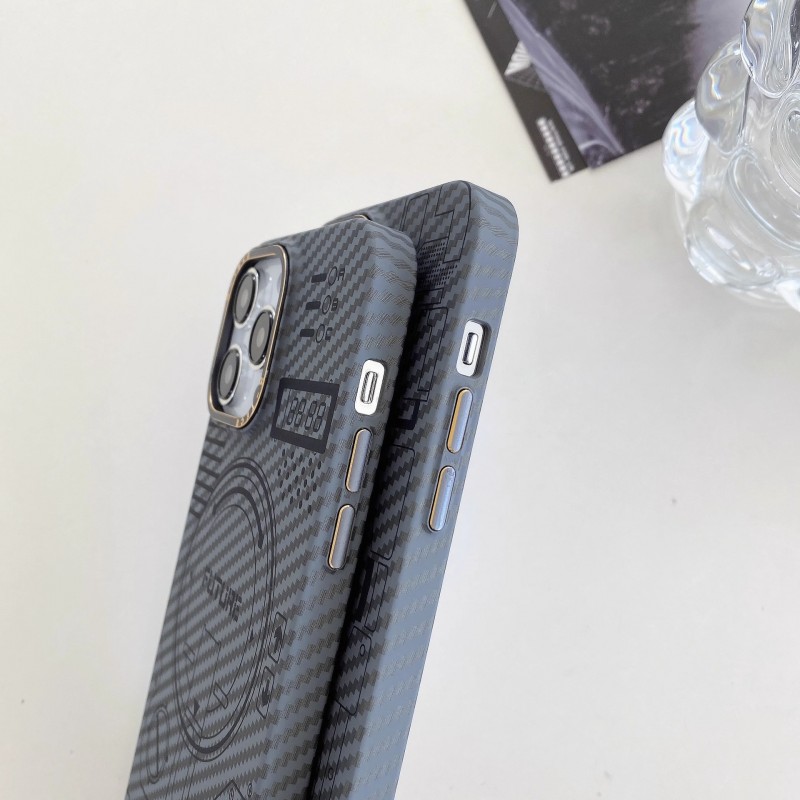 iPhone Carbon Fiber Skin-feel Creative Circuit Diagram Magnetic Charging Case