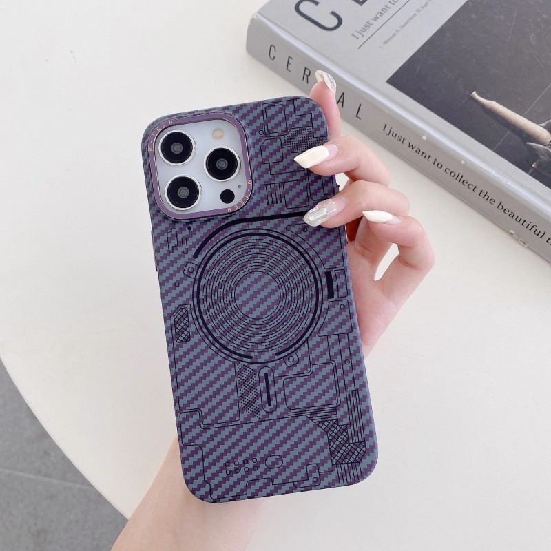 iPhone Carbon Fiber Skin-feel Creative Circuit Diagram Magnetic Charging Case