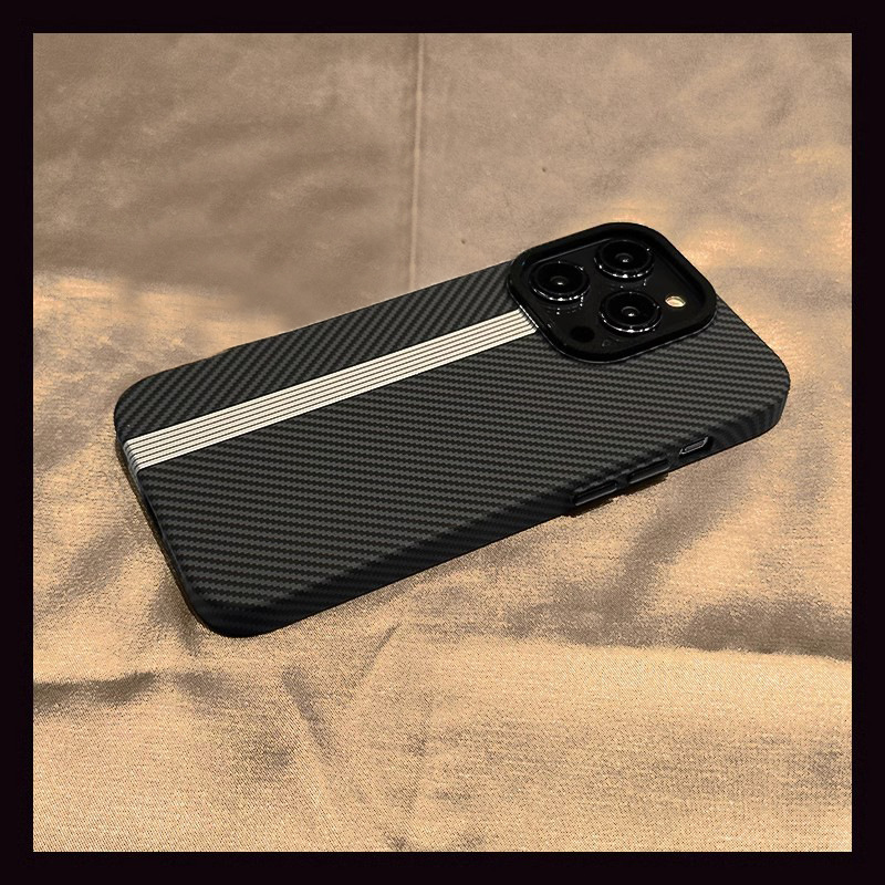 Carbon Fiber iPhone Metal Lens Ring Anti-fall Full-coverage Protective Case