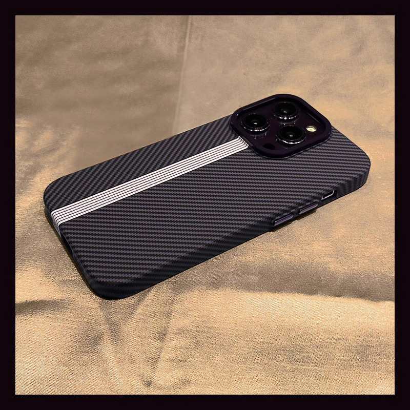 Carbon Fiber iPhone Metal Lens Ring Anti-fall Full-coverage Protective Case