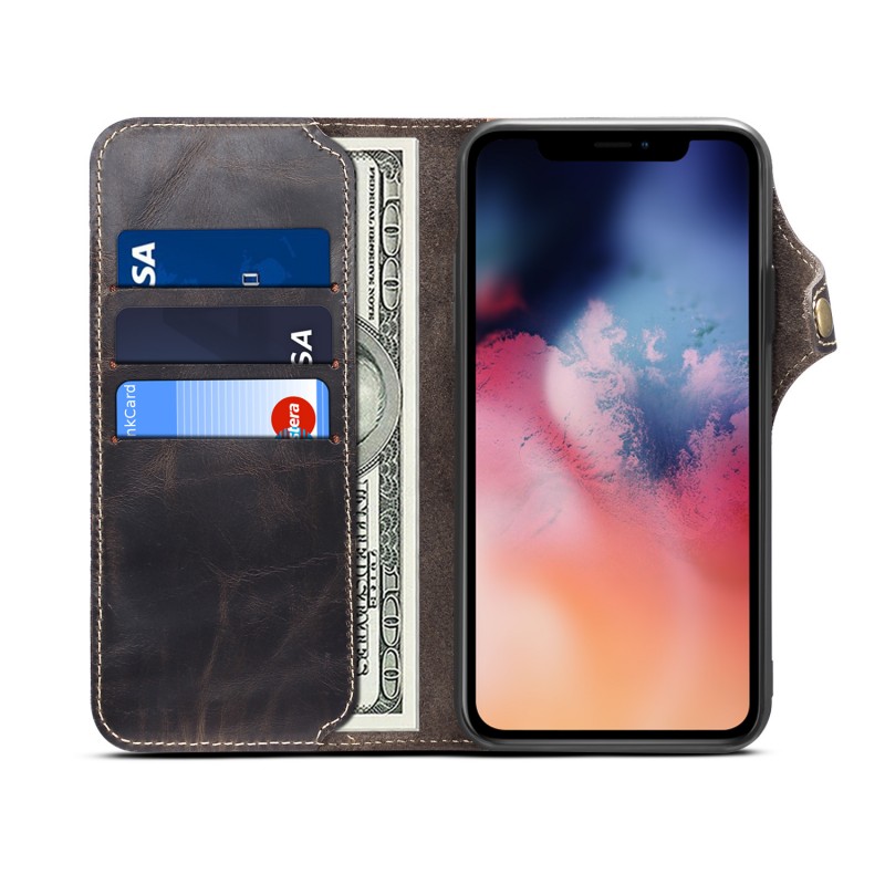 Multiple Card Slots Luxurious Waxed Finish Wallet Phone Case 