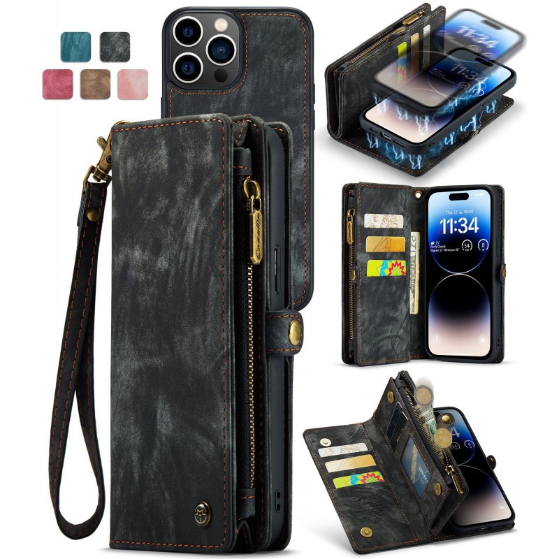 Magnetic Wallet Phone Case With  Card Slots And A Detachable Lanyard