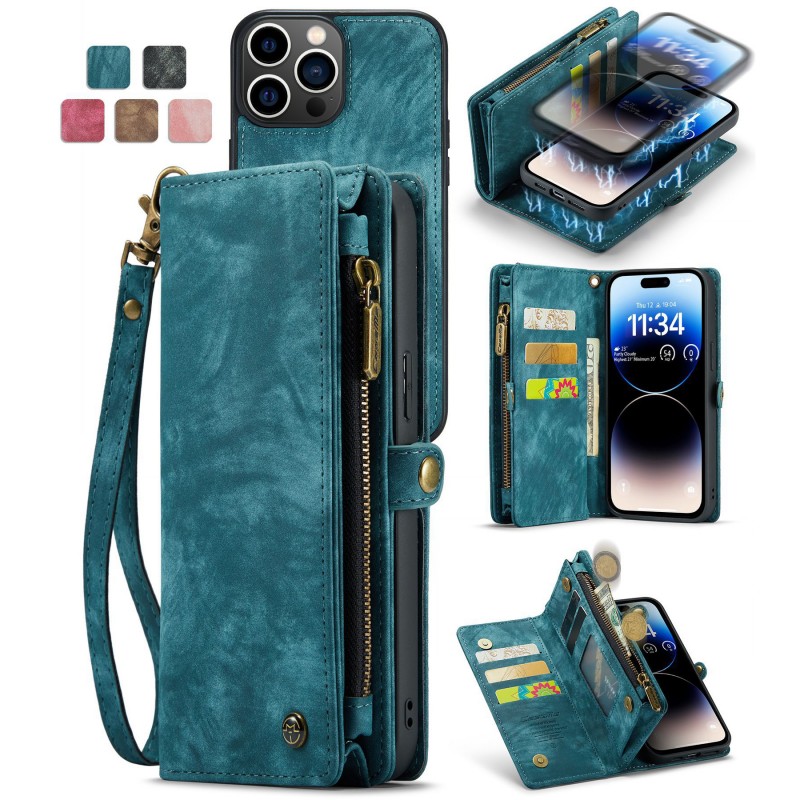 Magnetic Wallet Phone Case With  Card Slots And A Detachable Lanyard