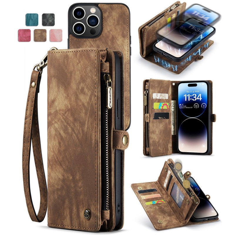 Magnetic Wallet Phone Case With  Card Slots And A Detachable Lanyard