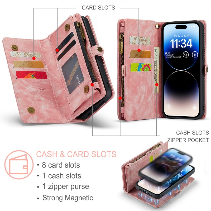 Magnetic Wallet Phone Case With  Card Slots And A Detachable Lanyard