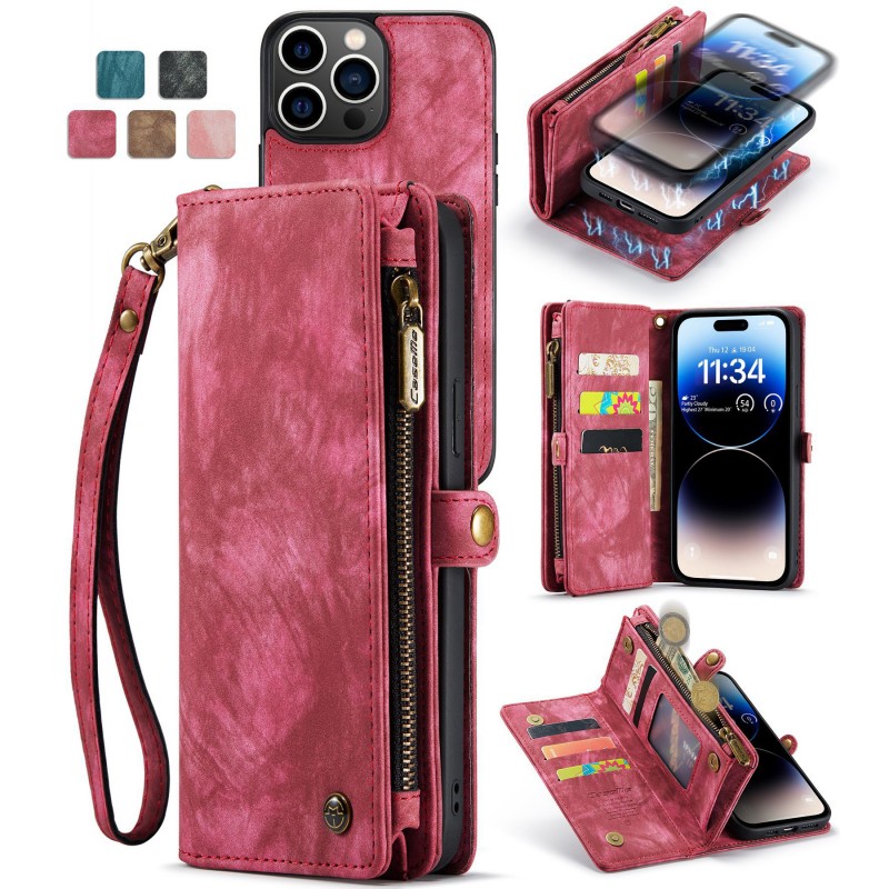 Magnetic Wallet Phone Case With  Card Slots And A Detachable Lanyard