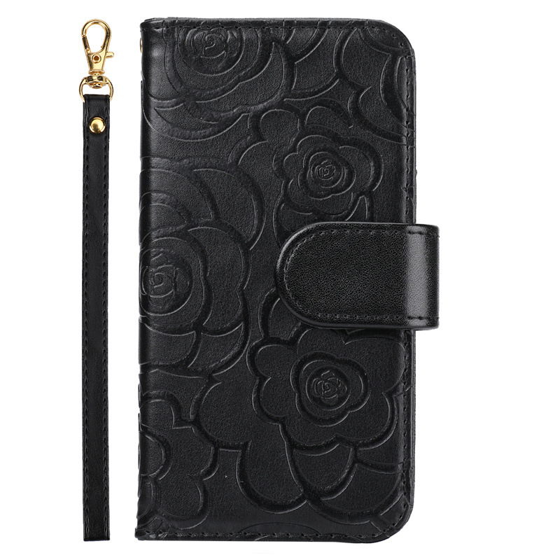 Camellia Flower Wallet Phone Case Combining Shock Resistance, Kickstand Functionality