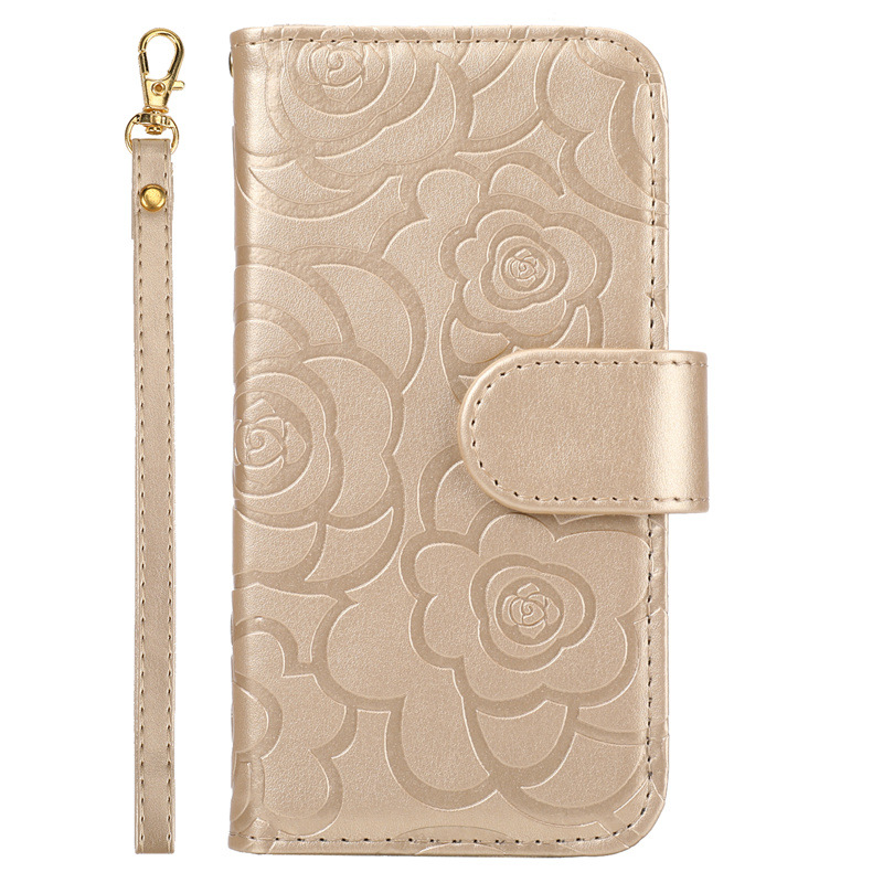 Camellia Flower Wallet Phone Case Combining Shock Resistance, Kickstand Functionality