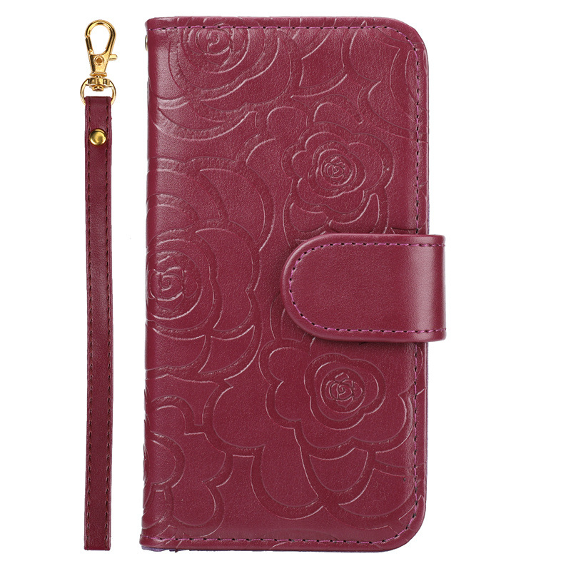 Camellia Flower Wallet Phone Case Combining Shock Resistance, Kickstand Functionality