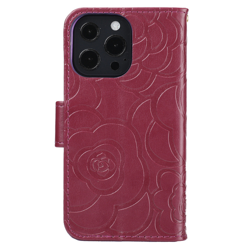 Camellia Flower Wallet Phone Case Combining Shock Resistance, Kickstand Functionality