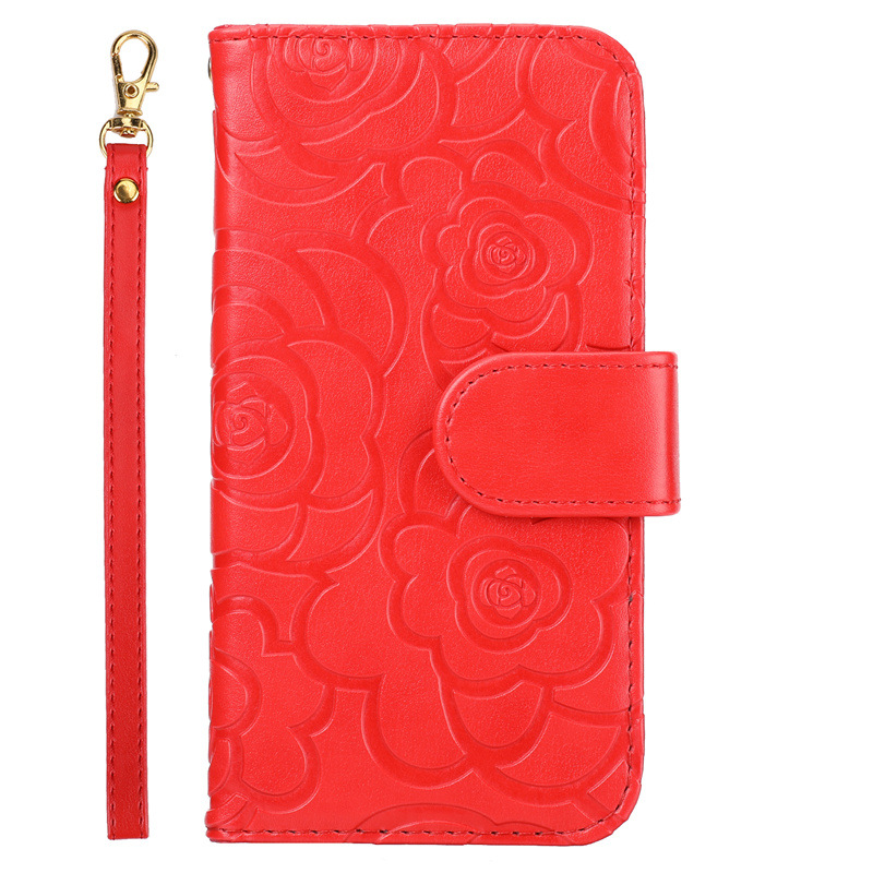 Camellia Flower Wallet Phone Case Combining Shock Resistance, Kickstand Functionality