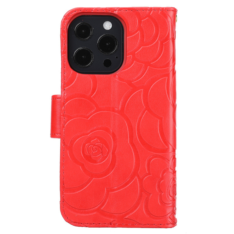 Camellia Flower Wallet Phone Case Combining Shock Resistance, Kickstand Functionality