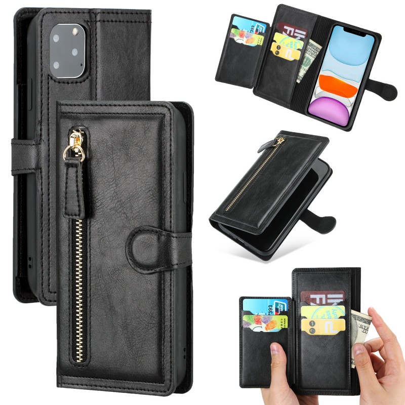 Zipper Flip Wallet Phone Case with Card Slots