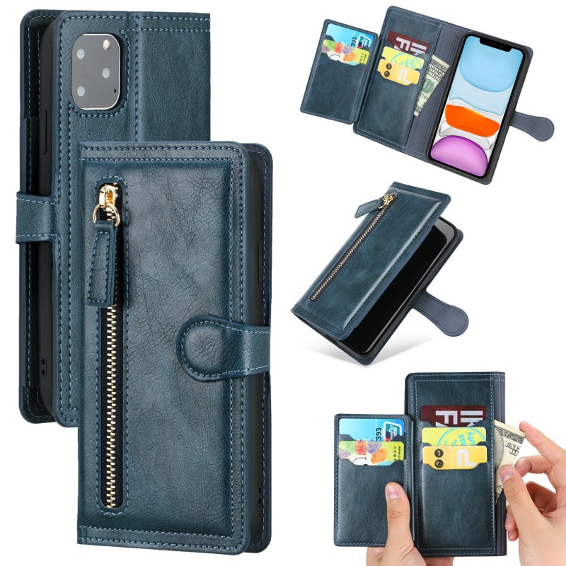 Zipper Flip Wallet Phone Case with Card Slots