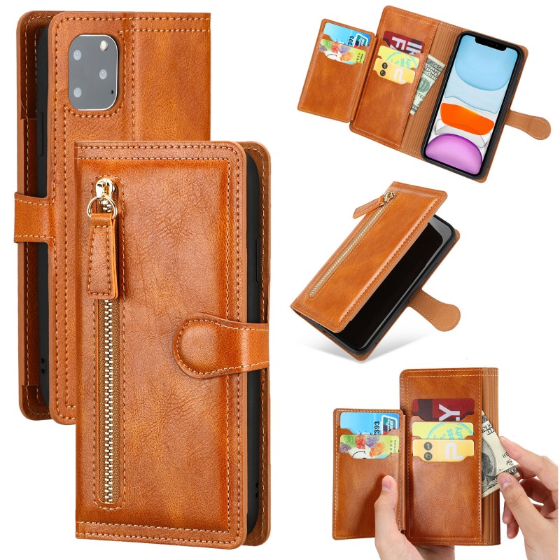 Zipper Flip Wallet Phone Case with Card Slots