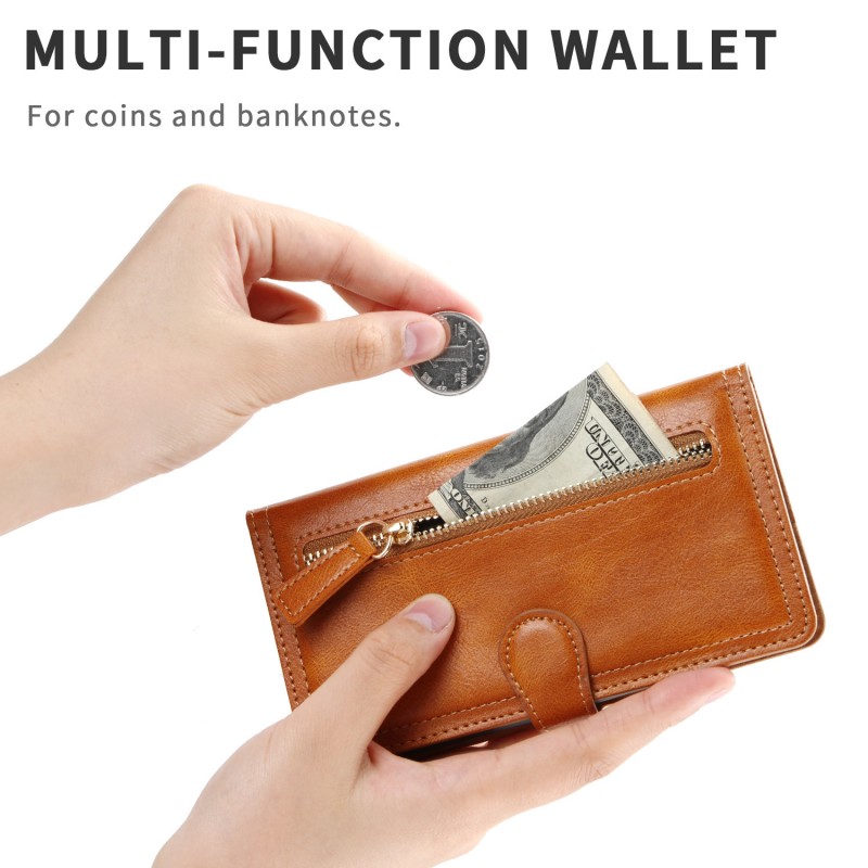 Zipper Flip Wallet Phone Case with Card Slots