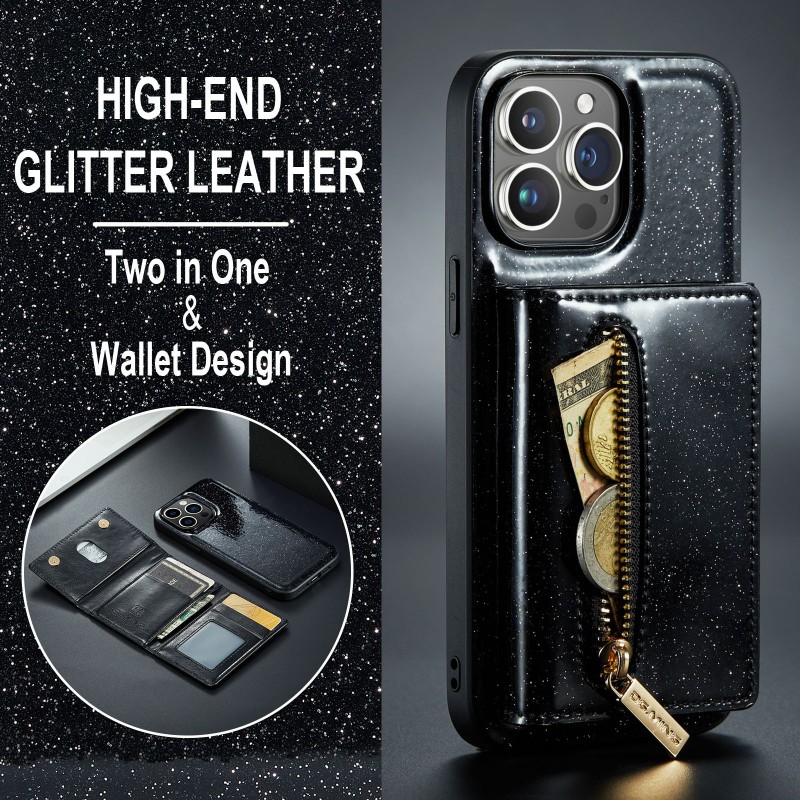  Sparkle Wallet Protective Case with Magnetic Closure