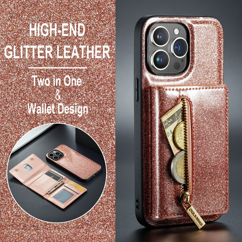  Sparkle Wallet Protective Case with Magnetic Closure