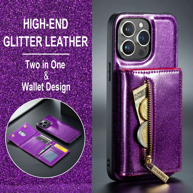  Sparkle Wallet Protective Case with Magnetic Closure