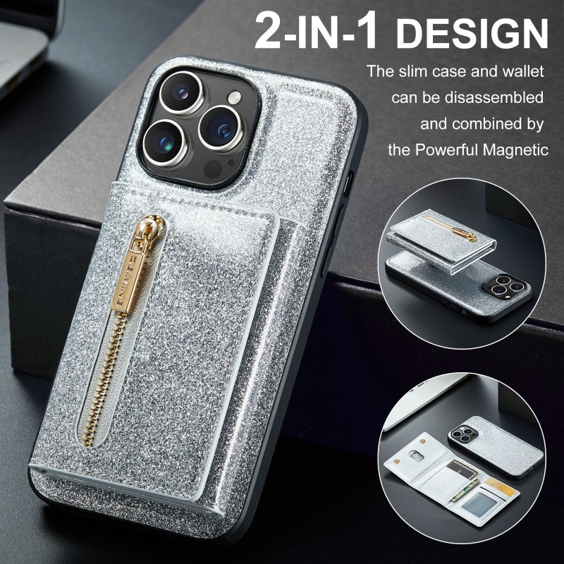  Sparkle Wallet Protective Case with Magnetic Closure