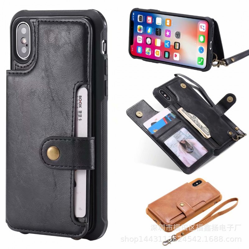 Multifunctional Card Holder Phone Case with Vintage Wallet Design