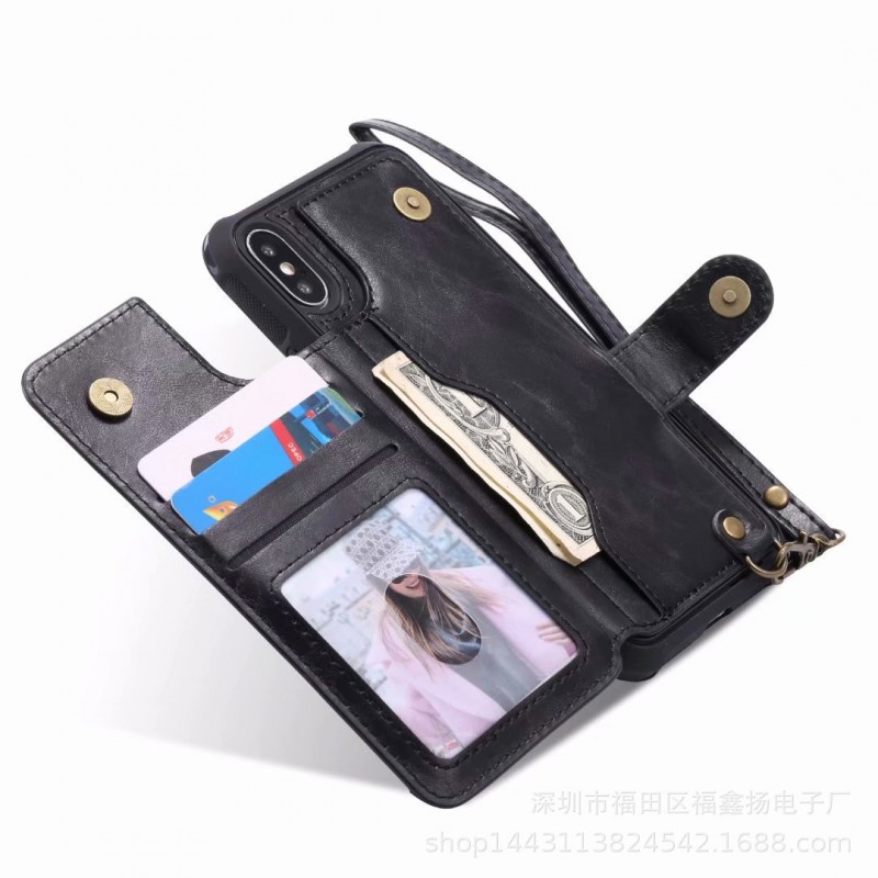 Multifunctional Card Holder Phone Case with Vintage Wallet Design