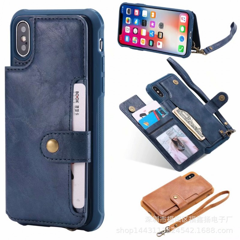 Multifunctional Card Holder Phone Case with Vintage Wallet Design