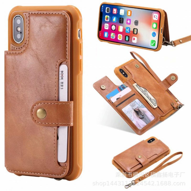 Multifunctional Card Holder Phone Case with Vintage Wallet Design