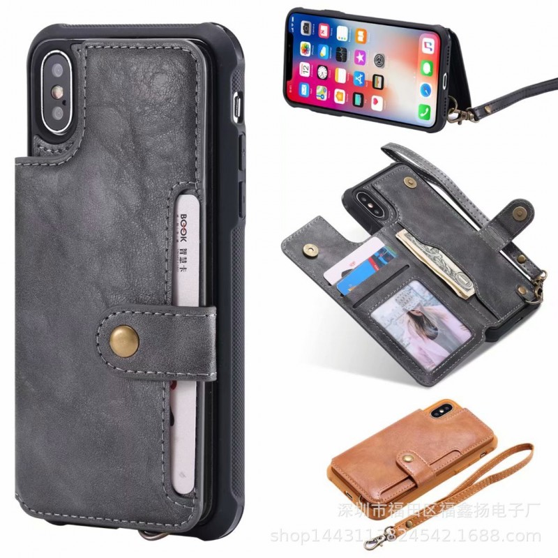 Multifunctional Card Holder Phone Case with Vintage Wallet Design