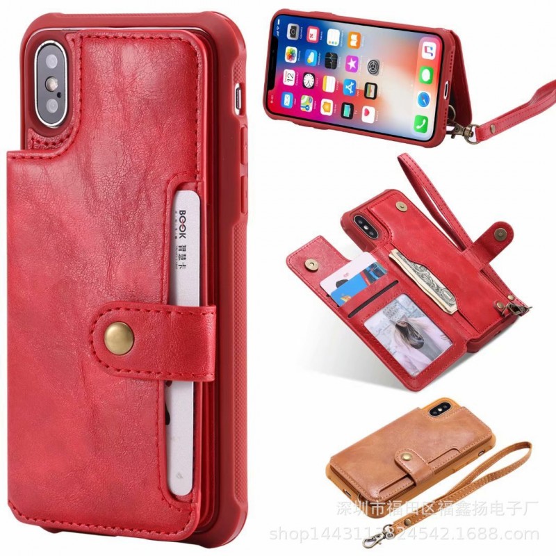 Multifunctional Card Holder Phone Case with Vintage Wallet Design