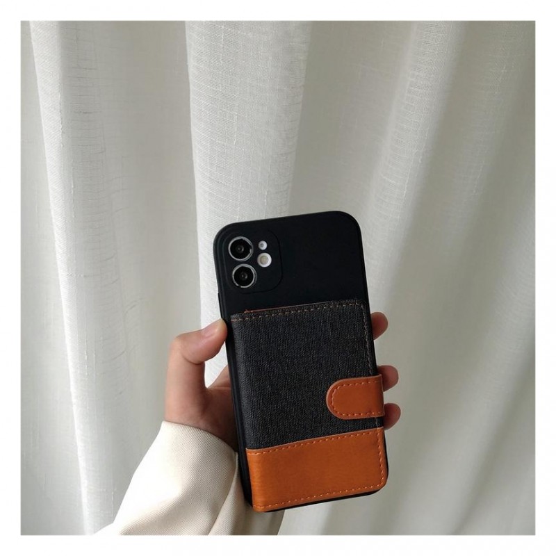 Color Block Soft Shell Leather Wallet Case with Card Slots